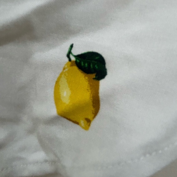 NWOT Japna White Lemon Print Crop Top - Picture 3 of 4